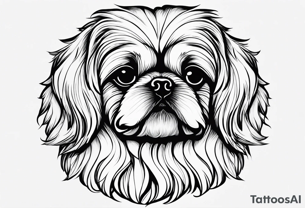 The contour of the face of a pekingese with shih tzu mixed race god. Nothing besides the face. As minimalist as possible. tattoo idea