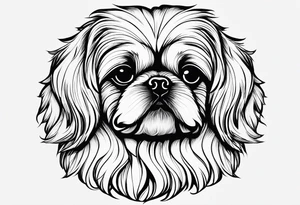The contour of the face of a pekingese with shih tzu mixed race god. Nothing besides the face. As minimalist as possible. tattoo idea