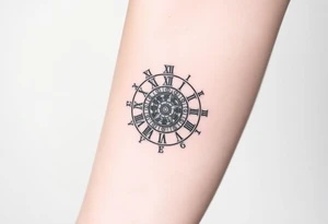 vintage roman numerals within ornate clockwork mechanism tattoo idea