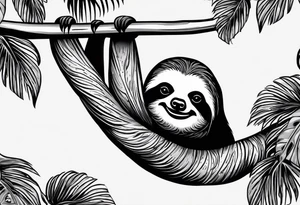 Sloth under palm tattoo idea