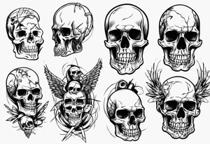 Barbs wired and skulls tattoo idea
