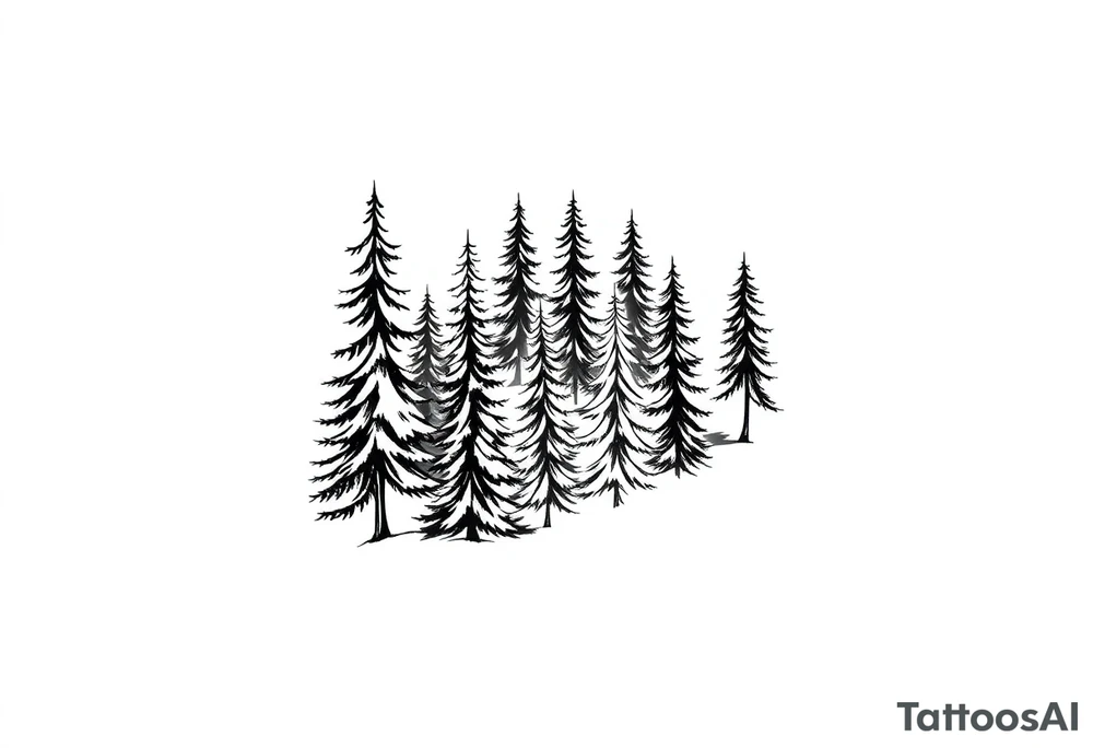 Coniferous forest tattoo sleeve black and gray tattoo idea