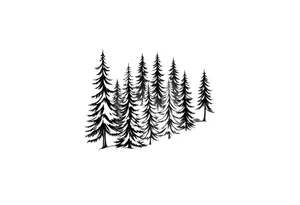 Coniferous forest tattoo sleeve black and gray tattoo idea