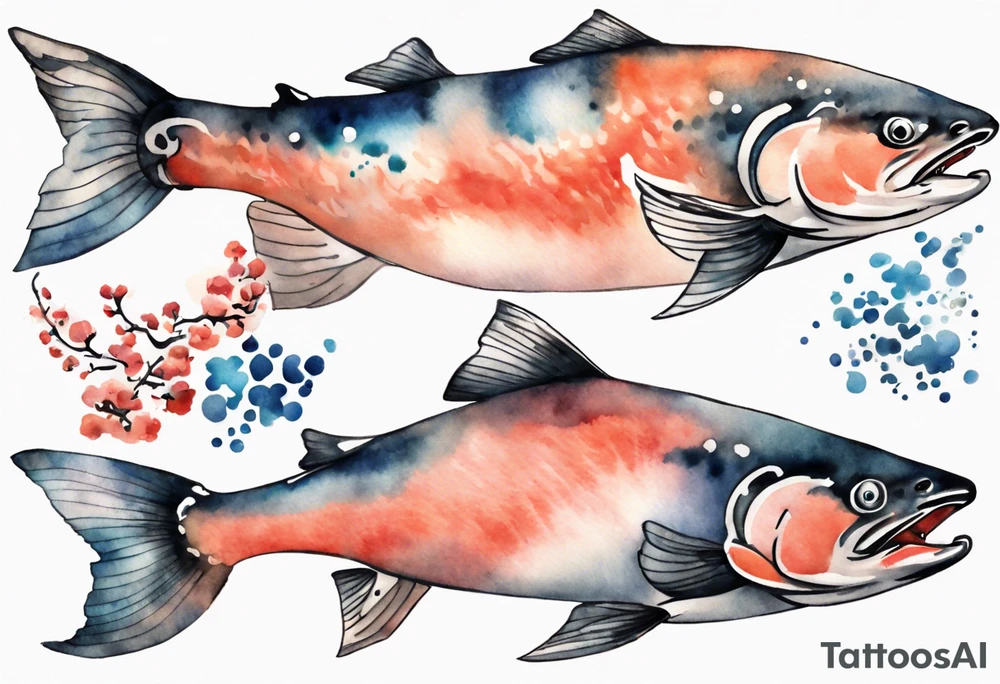 watercolor of salmon tattoo idea