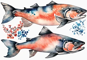 watercolor of salmon tattoo idea
