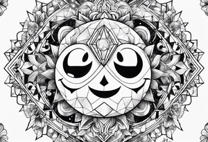 kirby smiling inside a long shinning crystal tattoo idea
