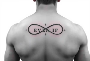 simple yet unique infinity symbol with the words "EVEN IF" tattoo idea