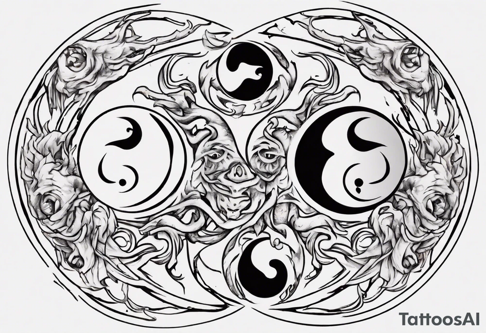 yin and yang but they are daemons tattoo idea