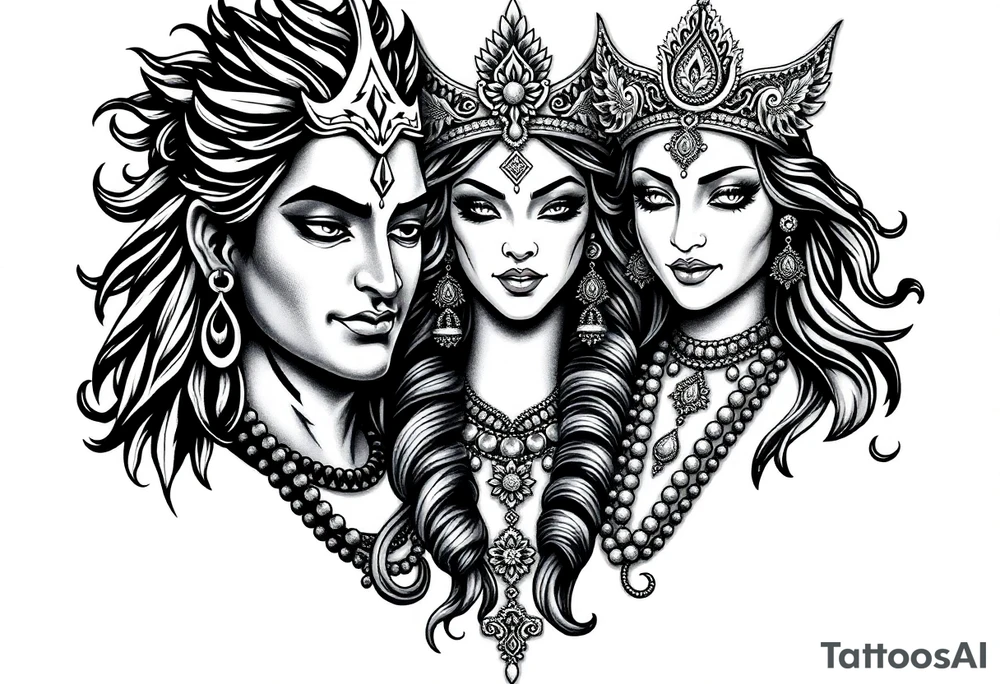 Lord Shiva, Godess Kali, Godess Lilith Together tattoo idea