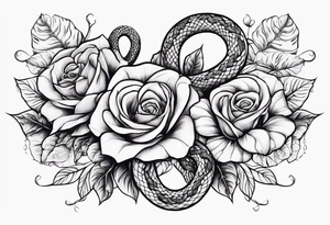 fleurs rose avec un serpents agressif tattoo idea