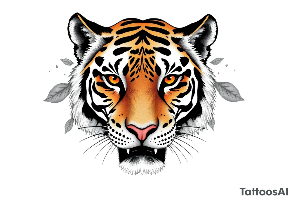 a tiger hide on brush tattoo idea