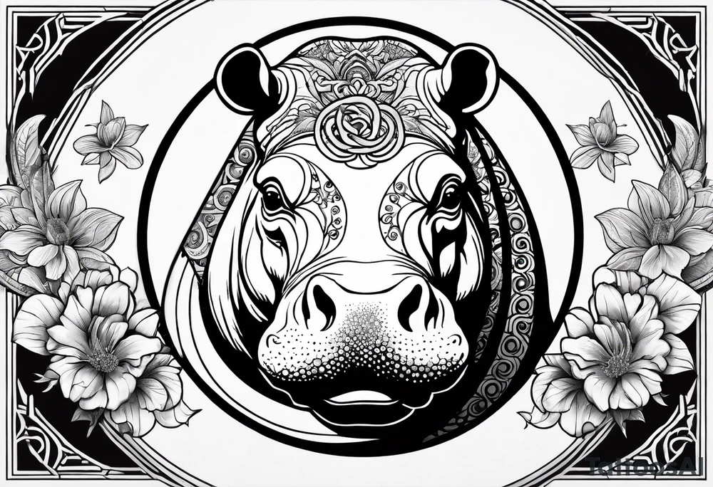 Hippo, flowers, moon, interstella,
Extreme fine lines, tribal, geometric, japanese, artistic tattoo idea