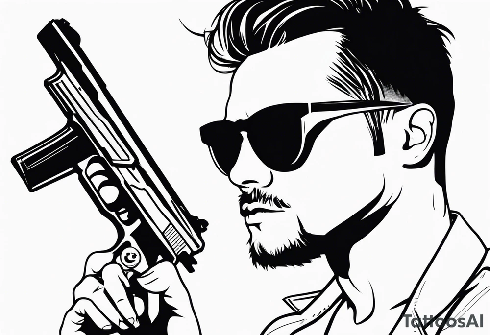 capricorn man with sunglasses and gun tattoo idea