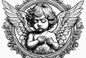 Crying cherub angel with tattoos on it tattoo idea