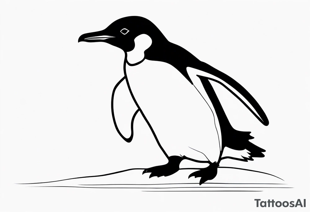 single line penguin tattoo idea