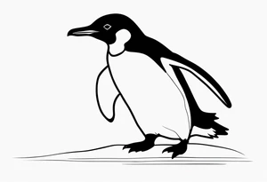 single line penguin tattoo idea