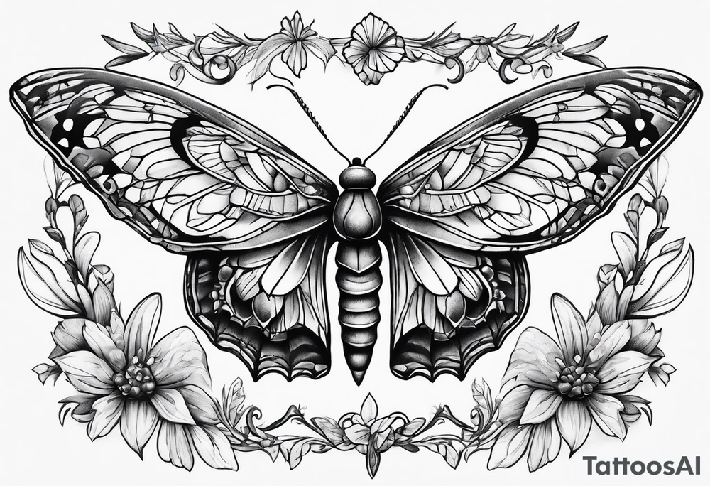 dainty, moth tattoo idea