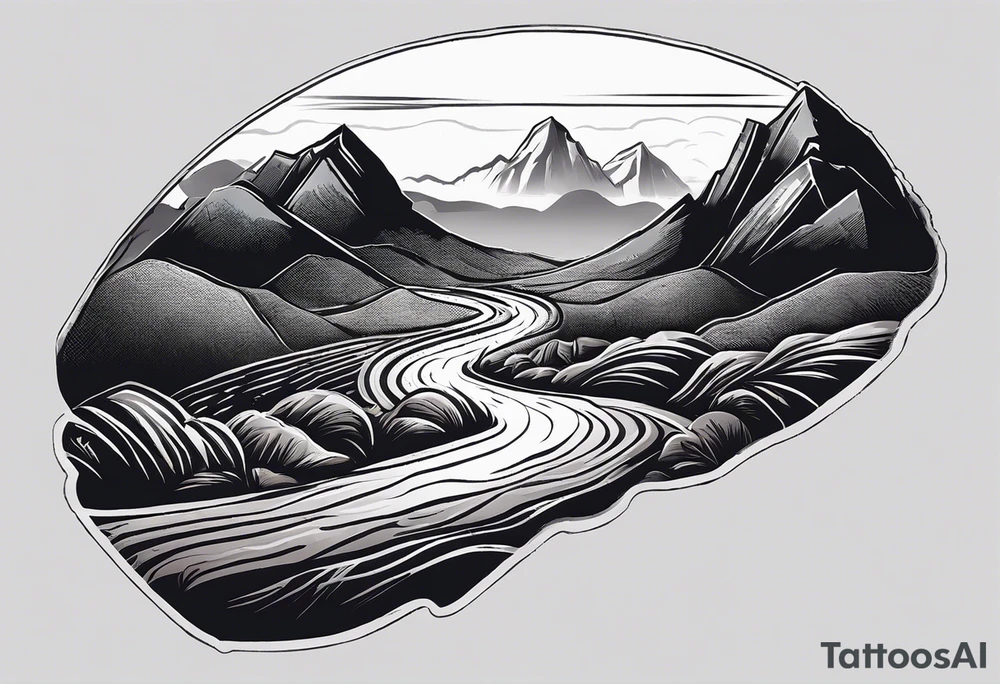Create a tattoo of a flat topped rock Ebenezer with a base under the ground line that is pointed and deep, surrounded by freshly tilled and raked soil ready to be planted and under ground in front of the rock, a seed planted and pushing through the soil tattoo idea
