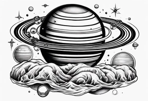 saturn with rings filled with alcohol tattoo idea