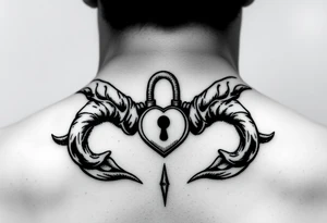 horns with a cuckold lock in middle tattoo idea