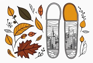 knee tattoo in fall color masculine design with no faces tattoo idea