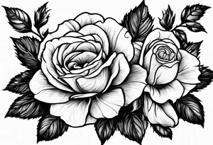 Rose, narcissus flower, holly flower for forearm tattoo idea