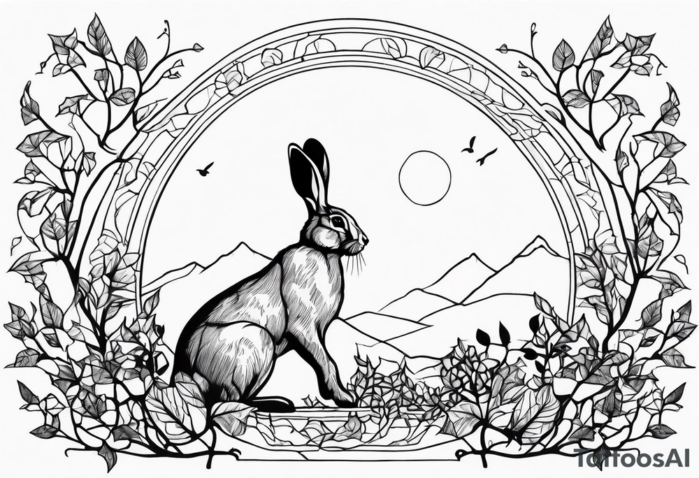 hare, ivy, panorama tattoo idea