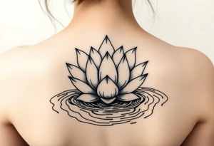 serene lotus flower emerging from sacred waters with ripples tattoo idea