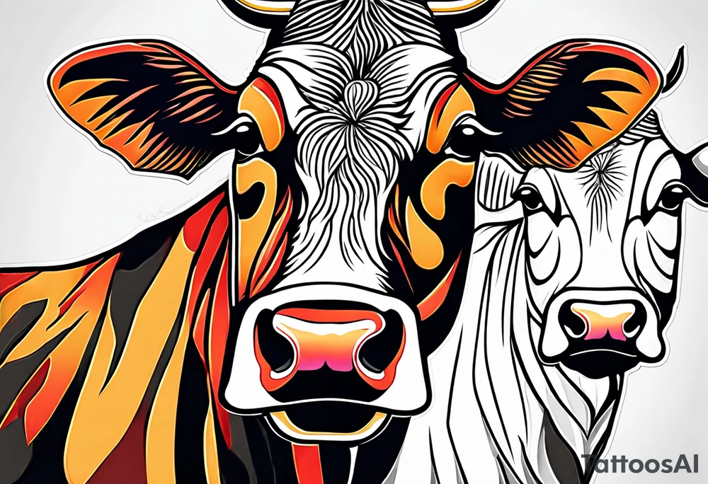 a cow with a sheet over its head and eyes cut out of the sheet tattoo idea