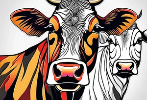 a cow with a sheet over its head and eyes cut out of the sheet tattoo idea
