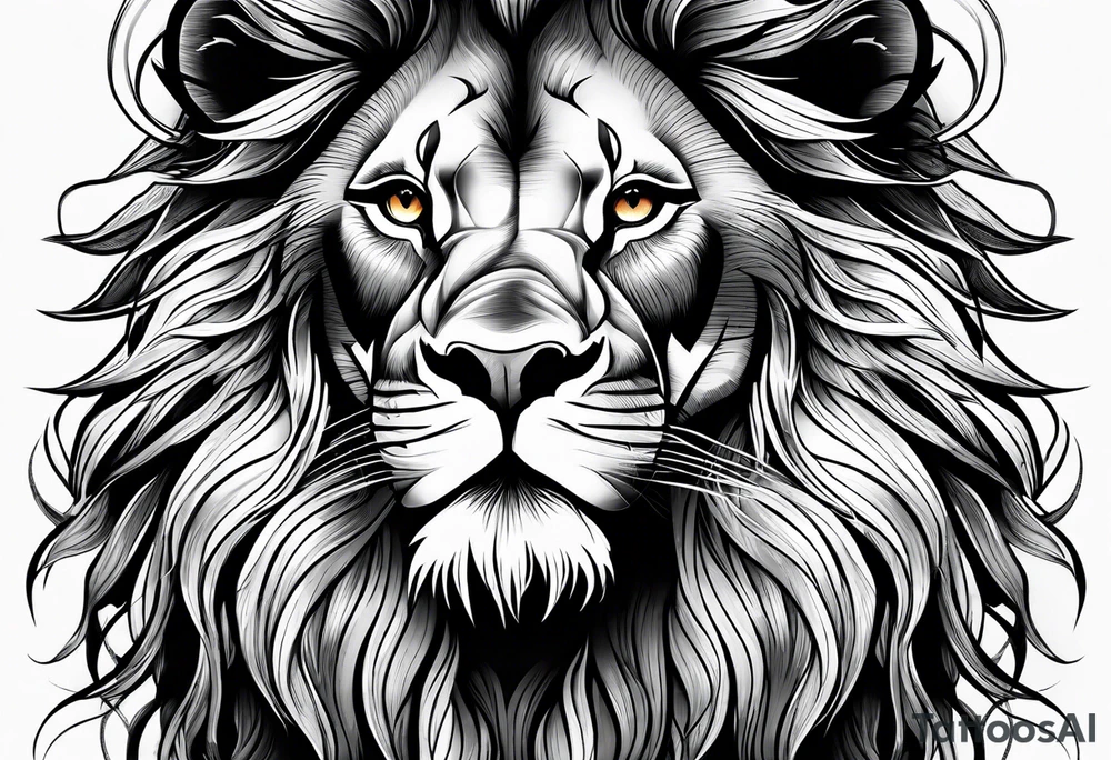 powerful majestic lion, close-up tattoo idea