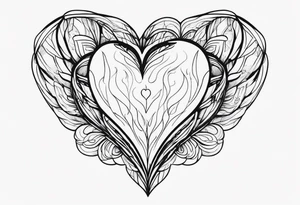 heart on fire fine line tattoo idea