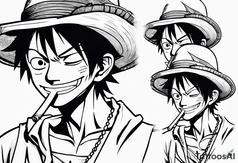 Monkey d luffy smoking a blunt tattoo idea