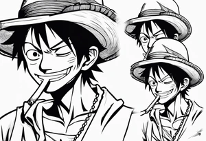 Monkey d luffy smoking a blunt tattoo idea