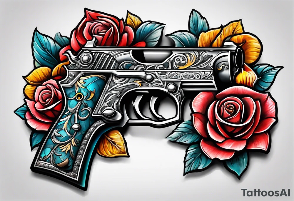 The letters AR with a pistol on each side tattoo idea