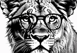 Lion cub wearing John Lennons glasses tattoo idea