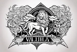 Valhalla sword  dragon lion tattoo idea