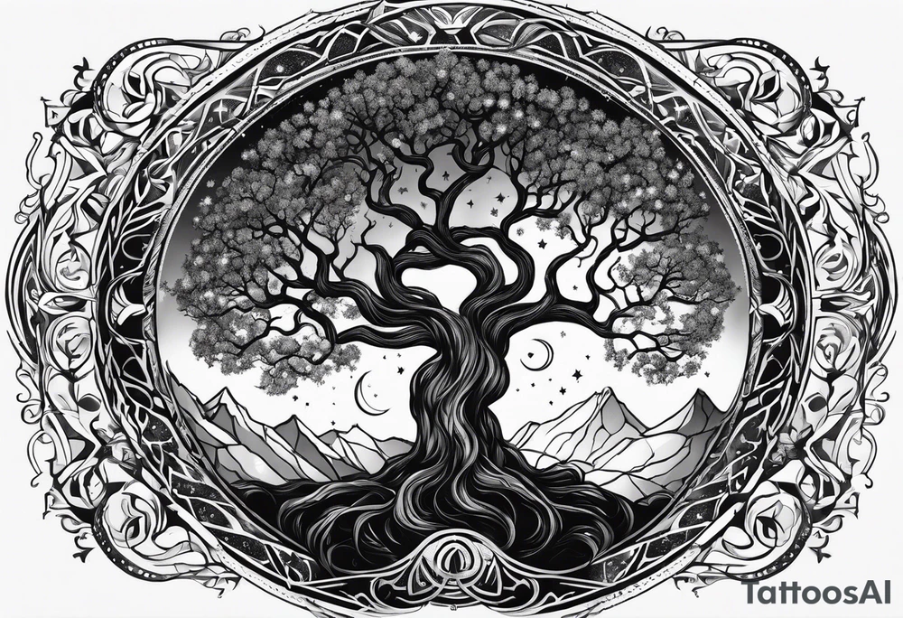 yggdrasil made of stars tattoo idea