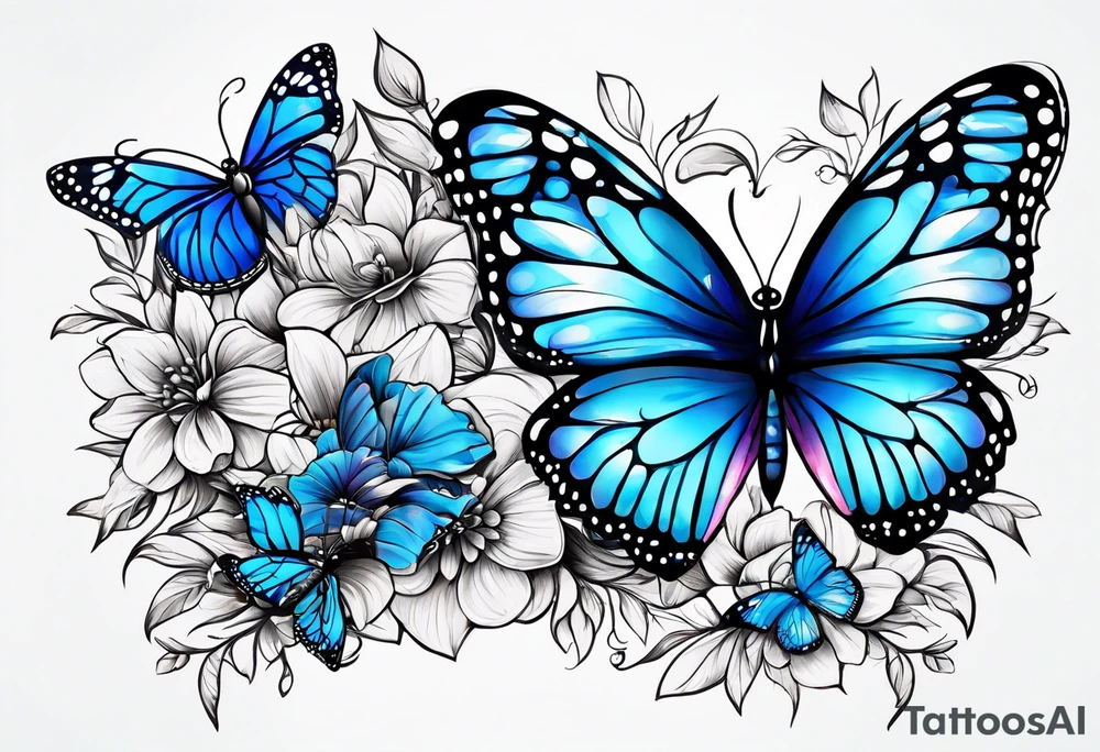 blue monarch butterflies tattoo idea