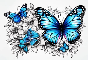 blue monarch butterflies tattoo idea