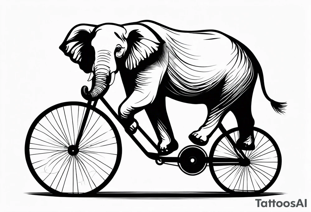 An elephant rides a bicycle tattoo idea