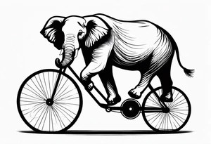 An elephant rides a bicycle tattoo idea