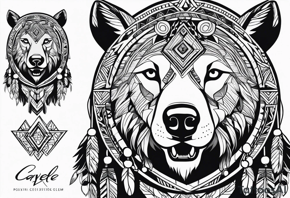 Cree tribe inspired tattoo with a bear a cayote tattoo idea