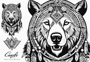 Cree tribe inspired tattoo with a bear a cayote tattoo idea
