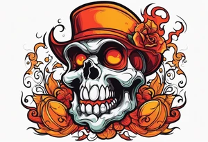 Ghost of skull that is red and orange tattoo idea