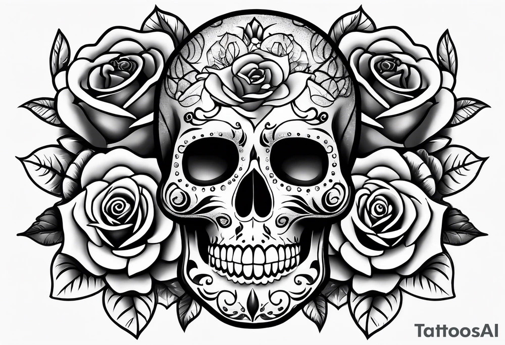 Sugar skull with a rose and a snake tattoo idea Sugar skull with a rose and a snake tattoo idea