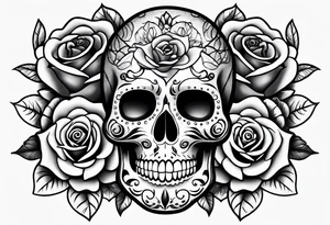 Sugar skull with a rose and a snake tattoo idea