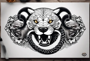 Three headed snake and honey badger tattoo idea