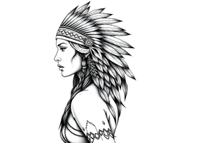 Female Native American side pose tattoo idea