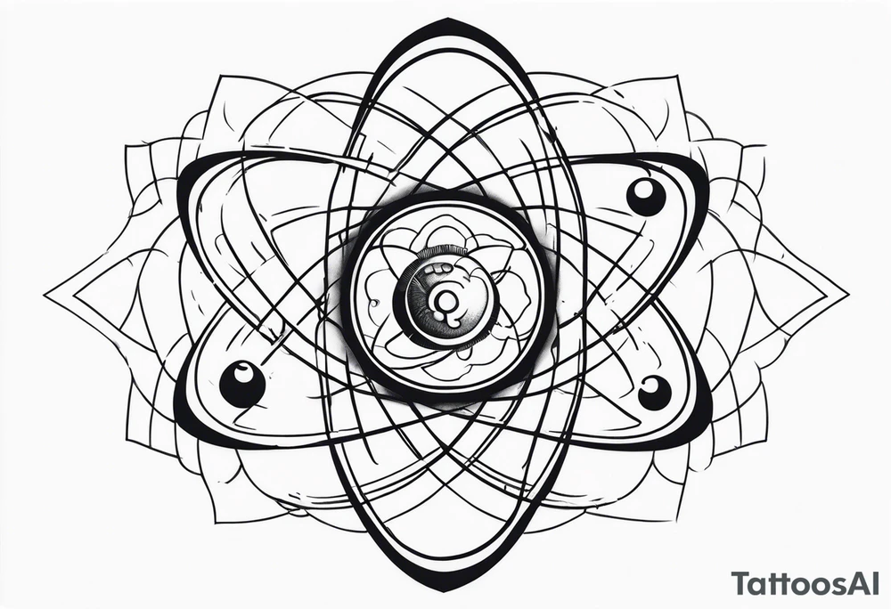 atom with quantum electron cloud tattoo idea